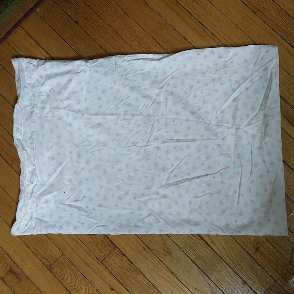 POTTERY BARN KIDS Standard Size Pillowcase Pink Rose Flowers Shabby Chic 19x28